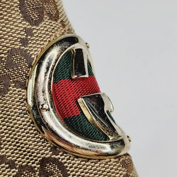 GUCCI Beige GG Canvas Monogram Cross Strap Wedge Ankle Strap Sandal Size 6.5 B - Picture 7 of 16